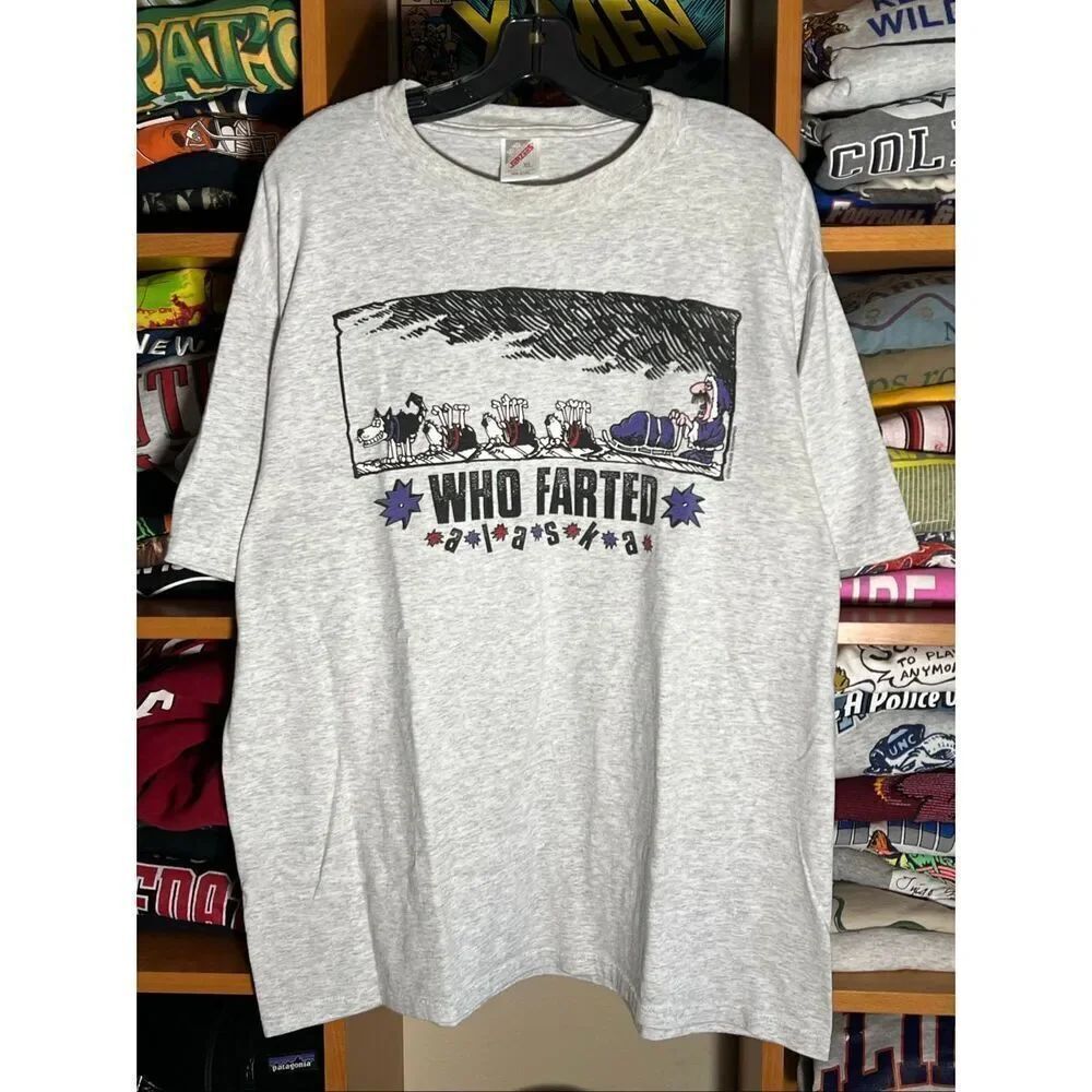 Vintage 90s Who Farted Dog Sled Alaska Holiday Tee